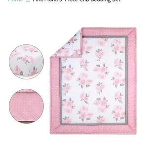 Pink Floral Crib Bedding Set